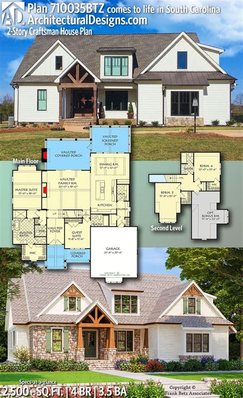 Plan 710035btz 2 Story Craftsman House Plan With Mixed Material
