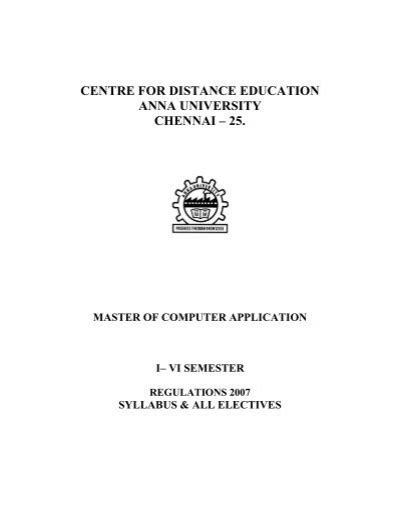 Centre For Distance Education Anna University Chennai 25
