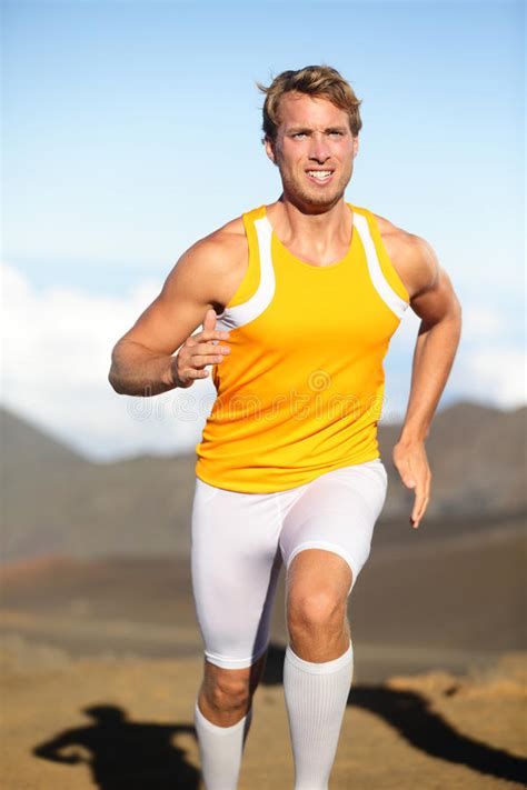 Sport Fitness Running Man Sprinting Outside Stock Image