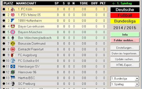 Importiere den spielplan deiner lieblingsmannschaften in deinen kalender. BLT - Die Bundesliga Tabelle Download
