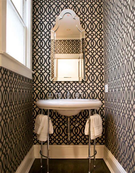 Black And White Wallpaper In 15 Bathrooms And Powder Rooms Home