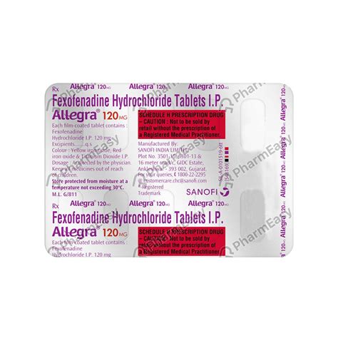 Allegra 120 Mg Tablet 10 Uses Side Effects Dosage Composition