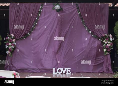 Closeup Of The Outdoor Wedding Ceremony Backdrop Stock Photo Alamy