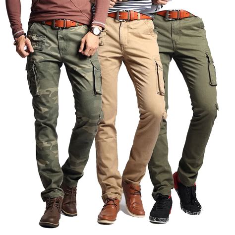 cargo camo pants men army military style tactical pants male slim casual cotton multi pocket