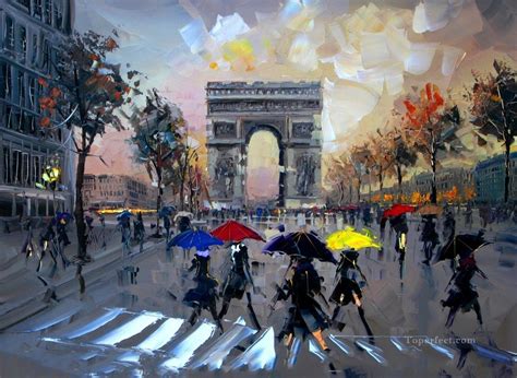 Kg Paris 20 With Palette Knife Painting In Oil For Sale
