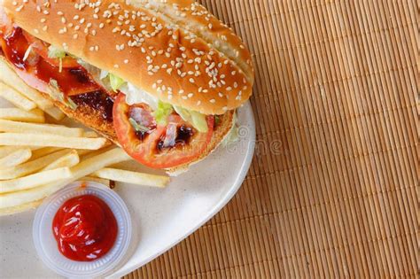 Burger And Fries Stock Image Image Of Closeup Calories 27864235
