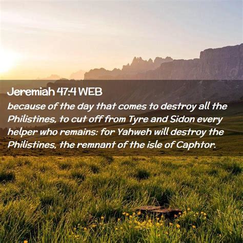 Jeremiah 474 Web Because Of The Day That Comes To Destroy All The