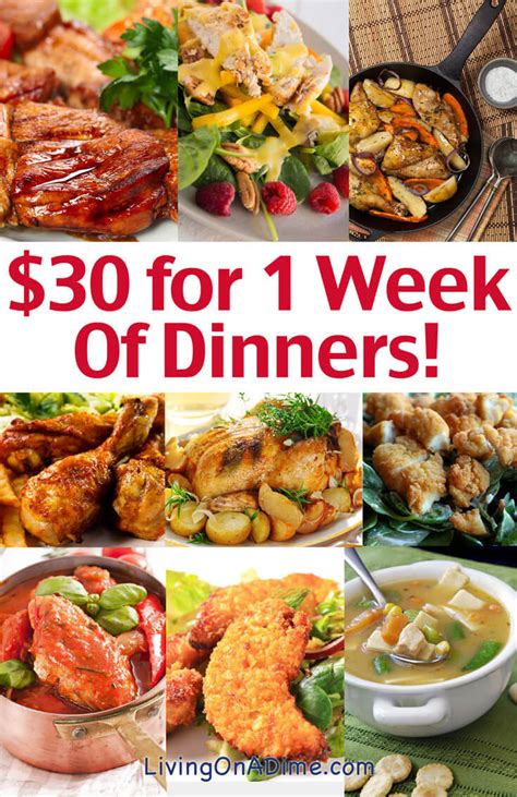 You can have inexpensive home cooked dinner in minutes with these cheap dinner recipes! Cheap Dinner Ideas - $30 for 1 Week of Family Dinners!