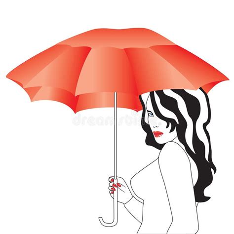 The Girl With The Umbrella Stock Vector Illustration Of White