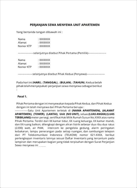 Contoh Surat Perjanjian Kontrak Satpol Pp - Surat permohonan : Desain