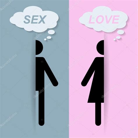 Mann Und Frau Denken über Liebe Und Sex Nach Vektorgrafik Lizenzfreie Grafiken © Jirawat