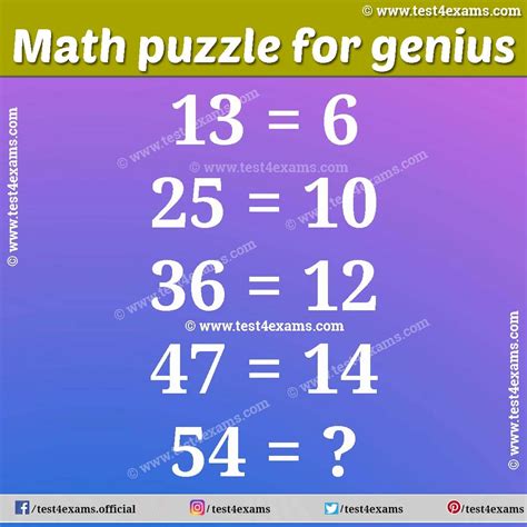 Genius Math Puzzle With Answer Math Brain Teasers Test 4 Exams