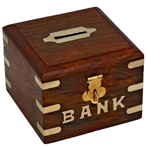 Buy Small Safe Money Box Wooden Piggy Bank For Boys And Girls Pre