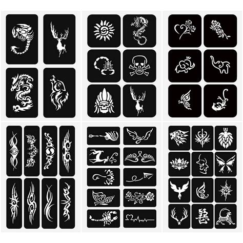 buy amteker 285 pcs temporary tattoos stencils 18 sheets henna tattoo kit reusable henna
