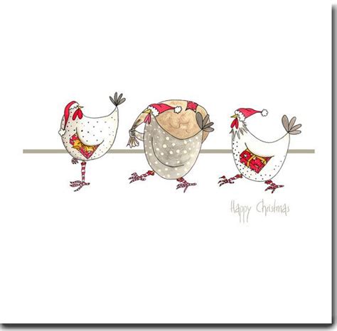 Christmas Card Three Chickens Fun Watercolour Barnyard Etsy Uk