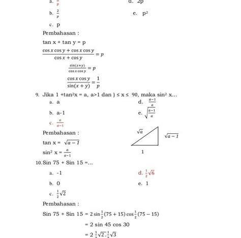 Soal Trigonometri Kelas Dan Jawabannya