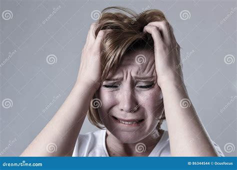 Devastated Depressed Woman Crying Sad Feeling Hurt Suffering Depression In Sadness Emotion Stock