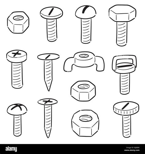 Vector Set Of Bolt And Nut Stock Vector Image And Art Alamy
