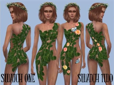 SweetCranberry S Nymph Leaves Bodysuit Sims Sims 4 Sims 4 Clothing