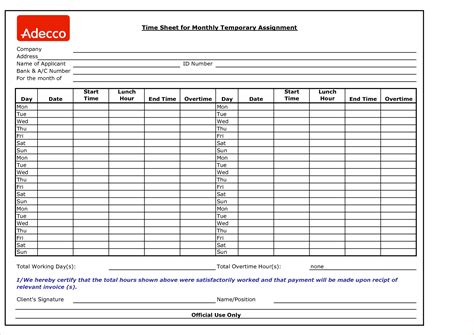 Weekly Timesheet Templatetimesheet Timesheet Template Templates Images