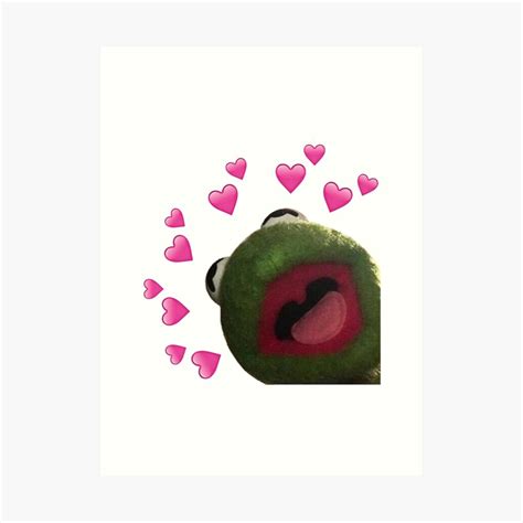 Kermit Heart Meme Art Print By Queentones Redbubble