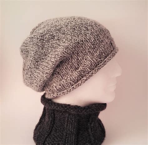 Mens Beanie Pattern Simple Slouchy Hat Knitting Pattern T Etsy My