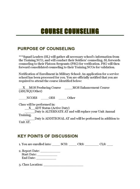 Psg Initial Counseling Example 14 Printable Da Form 4856