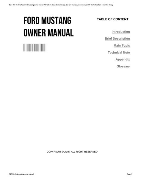 Ford Mustang Owner Manual By Furusato44 Issuu