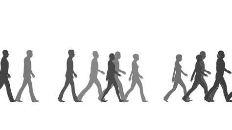Animated Silhouette Loop Of People Running On A White