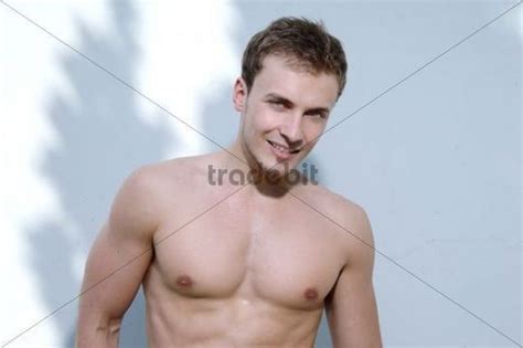 Bare Chested Young Man Smiling Portrait Download People