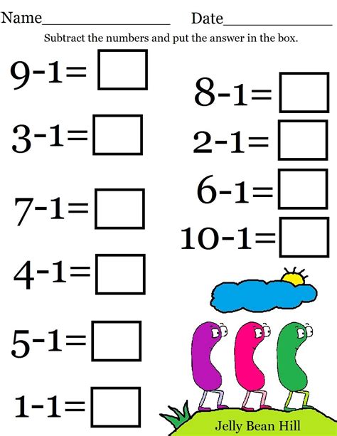 Kindergarten Math Worksheets Subtraction Printable