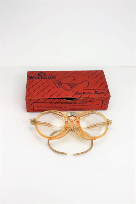 Vintage Willson Safety Goggles Glasses Contour Spec Folding Foldable In Original Box Eye Safety