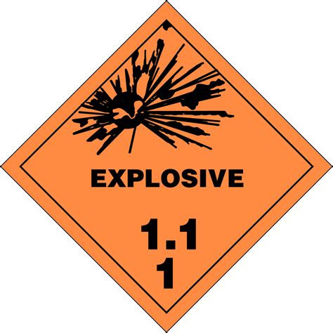 Class Explosives Placards And Labels According Cfr