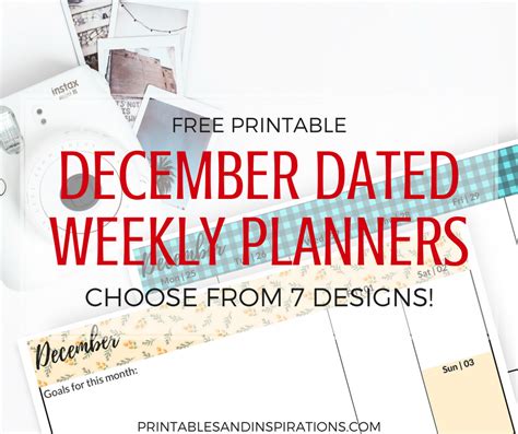 Free Printable Dated Weekly Planners For A Beautiful December