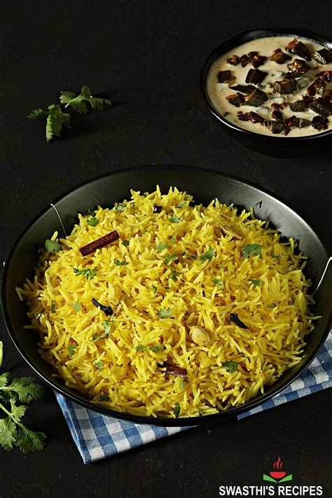 Turmeric Rice Recipe Indian Yellow Rice Swasthi S Recipes