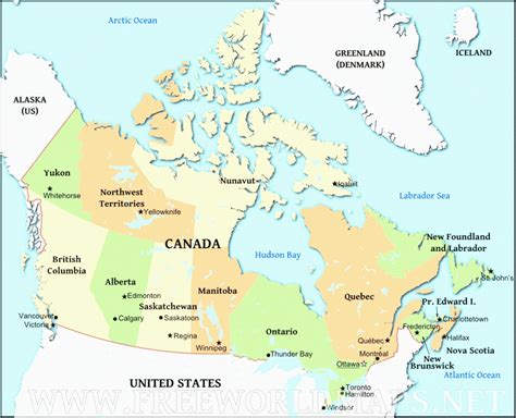 Canada Political Map With Major Cities Secretmuseum G
