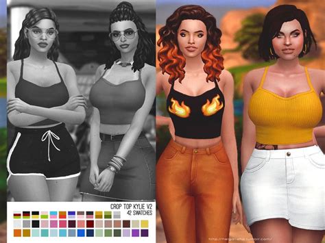Helgatisha Crop Top Kylie Ver2 Sims 4 Clothing Maxis Match Sims Cc