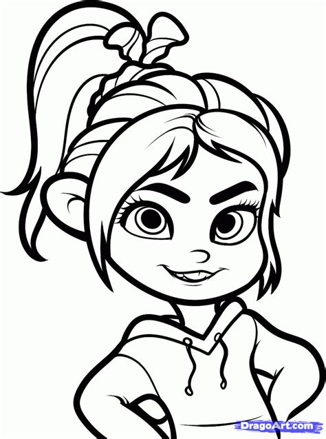 How To Draw Vanellope From Disneys Wreck It Ralph Princess Coloring