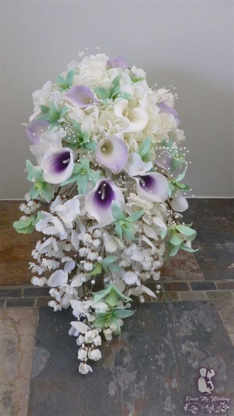Dress My Wedding Mint And Purple Cascading Bridal Bouquet