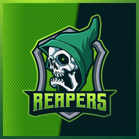 Green Grim Reaper Esport Y Diseño De Logotipo De Mascota Deportiva