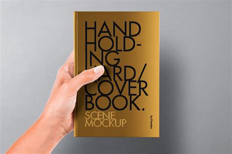 Hand Holding Hardcover Psd Book Mockup Psd Mock Up Templates Pixeden