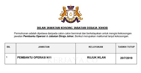 Jawatan kosong terkini kerajaan dan swasta di seluruh malaysia tahun 2020. Jawatan Kosong Terkini Jabatan Diraja Johor ~ Pembantu ...