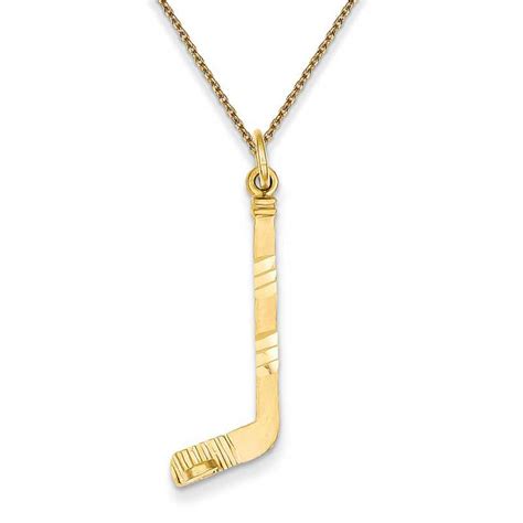 Hockey Stick Pendant Necklace In 14k Yellow Gold