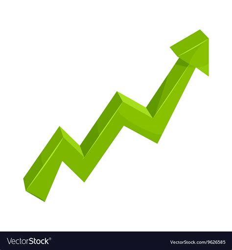 Green Growth Arrow Chart Icon Cartoon Style Vector Image