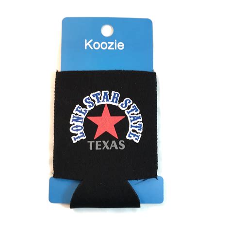 Texas Lone Star State Koozie Black - Texas Uniques Store