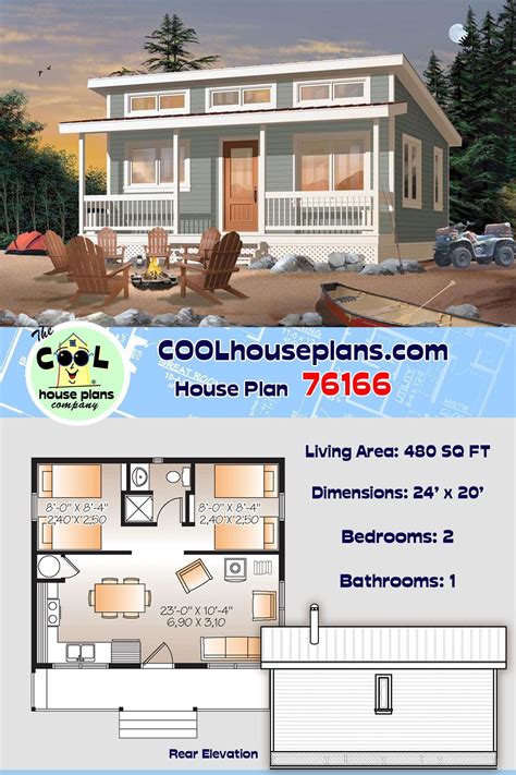 Tiny House Plan Under 500 Sq Ft With 2 Bedrooms And 1 Full Bathroom