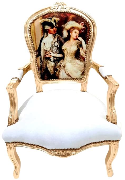 Barock stuhl aus lackiertem holz schwarz und pvc 6356. Casa Padrino Barock Salon Stuhl Dame & Lord Weiß / Gold ...