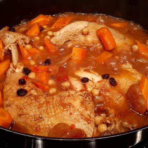 Recette tajine poulet abricots raisins secs