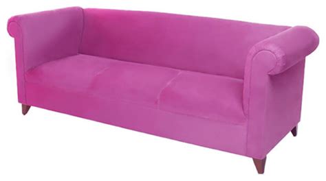 Chesterfield Sofa Hot Pink Plush Velvet Eclectic