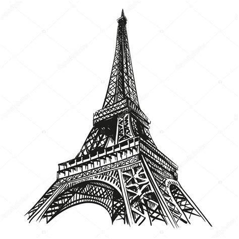 Torre Eiffel Dibujada A Mano París Ilustración Vectorial — Vector De